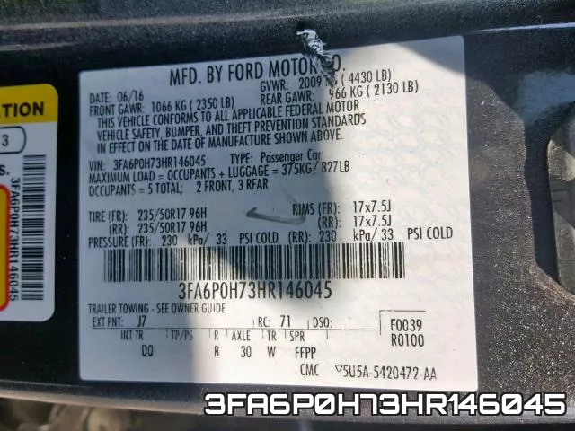 3FA6P0H73HR146045 фото 2