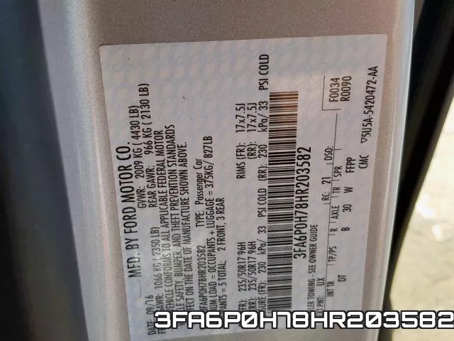 3FA6P0H78HR203582 фото 2