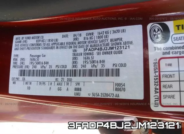 3FADP4BJ2JM123121 фото 10