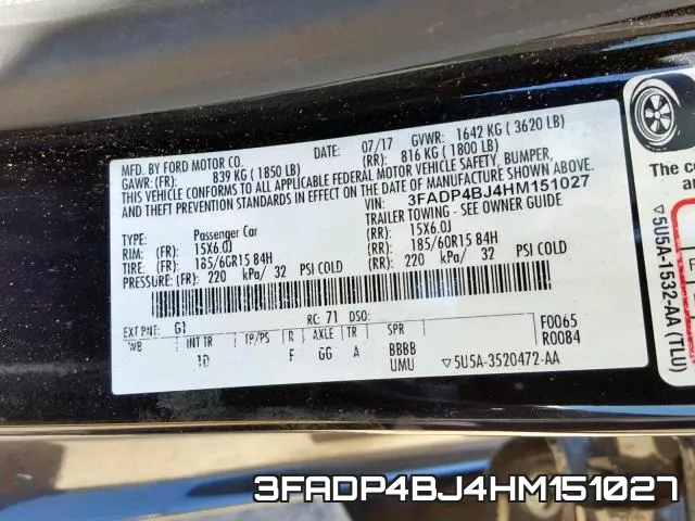 3FADP4BJ4HM151027 фото 2