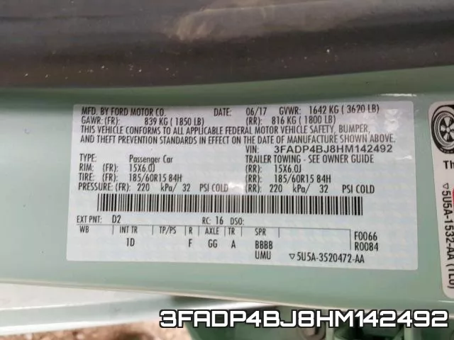 3FADP4BJ8HM142492 фото 2