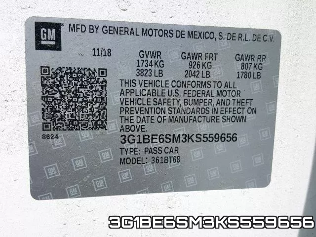 3G1BE6SM3KS559656 фото 2
