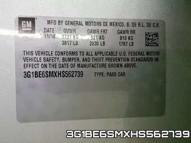3G1BE6SMXHS562739 фото 2
