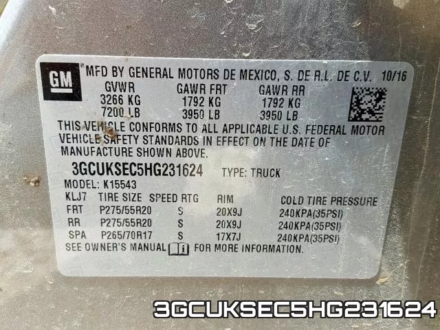 3GCUKSEC5HG231624 фото 2