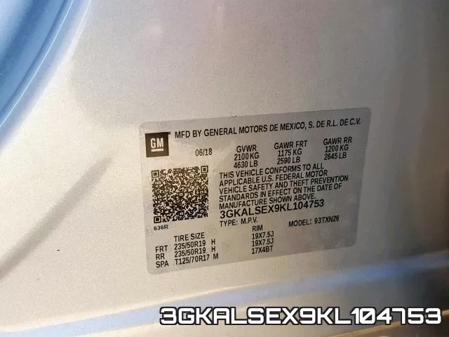 3GKALSEX9KL104753 фото 2