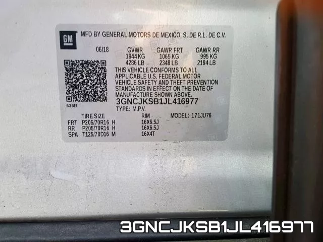 3GNCJKSB1JL416977 фото 2