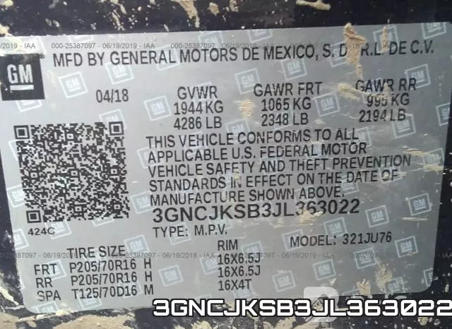 3GNCJKSB3JL363022 фото 10