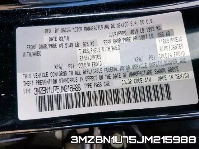 3MZBN1U75JM215988 фото 2