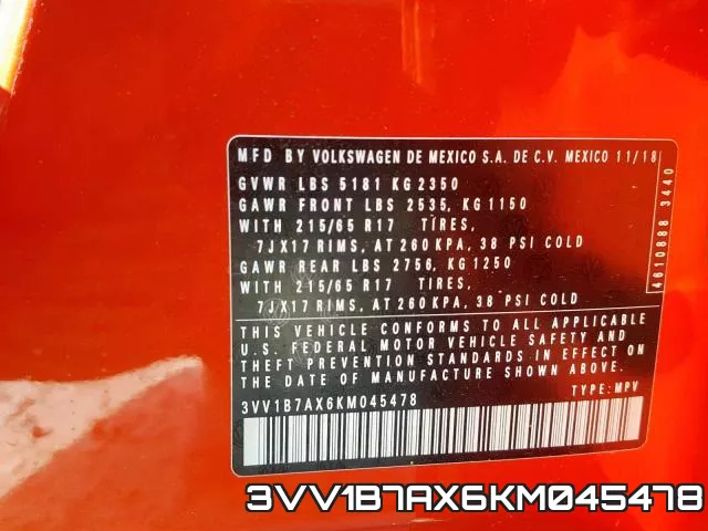 3VV1B7AX6KM045478 фото 2