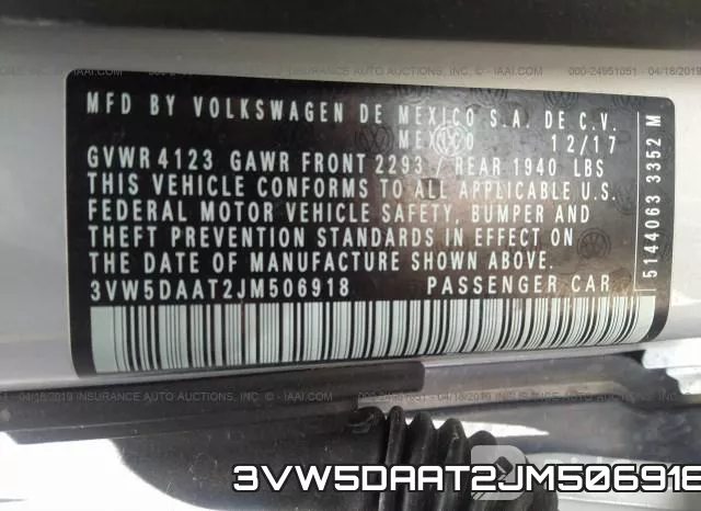 3VW5DAAT2JM506918 фото 10