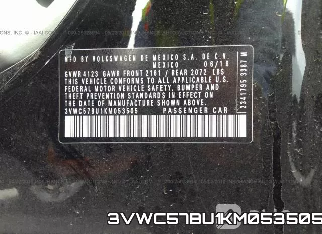 3VWC57BU1KM053505 фото 10