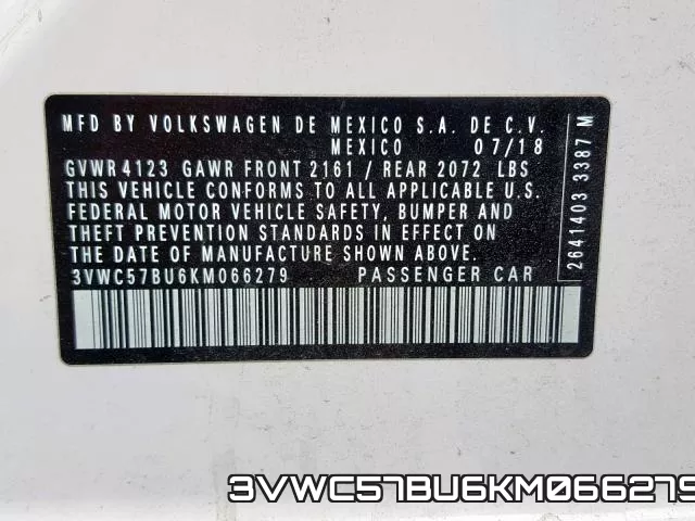 3VWC57BU6KM066279 фото 2