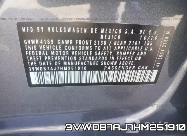 3VWDB7AJ7HM251910 фото 10