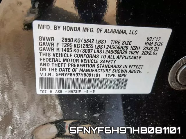5FNYF6H97HB081101 фото 2