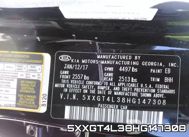 5XXGT4L38HG147308 фото 10