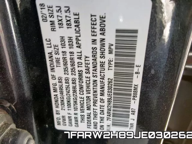 7FARW2H89JE030262 фото 2