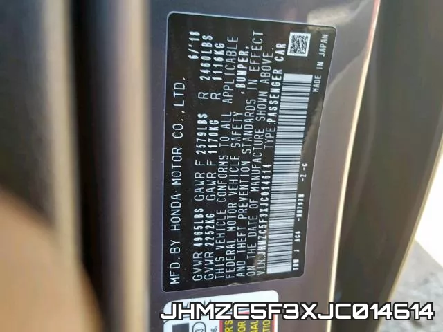 JHMZC5F3XJC014614 фото 2