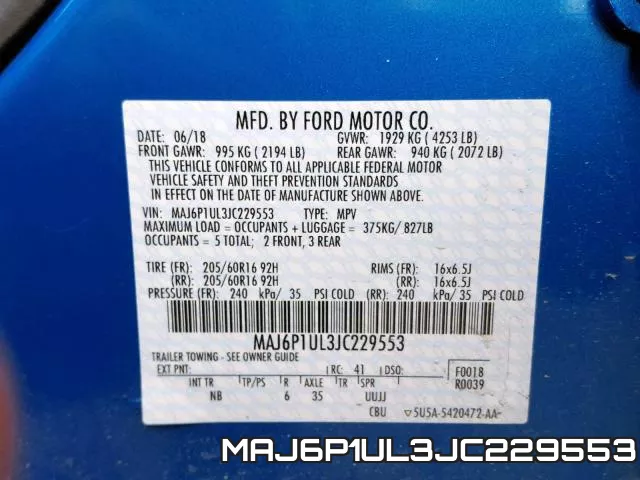MAJ6P1UL3JC229553 фото 2