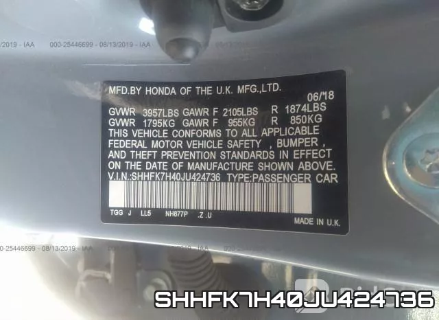 SHHFK7H40JU424736 фото 10