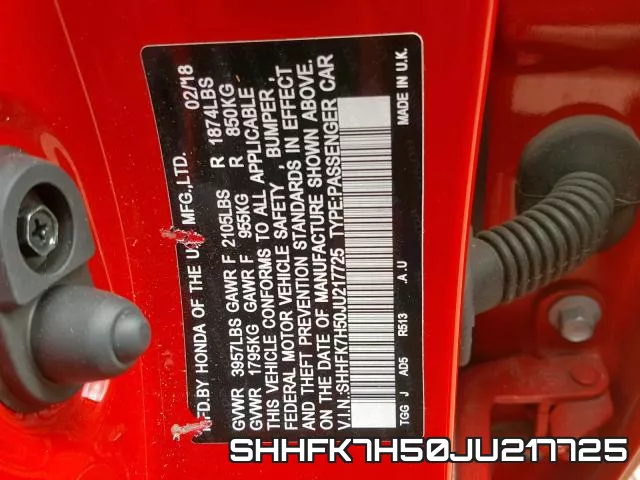 SHHFK7H50JU217725 фото 2