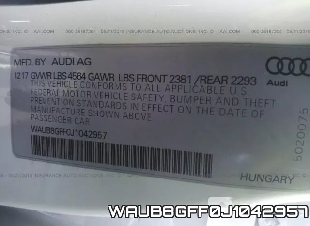 WAUB8GFF0J1042957 фото 10