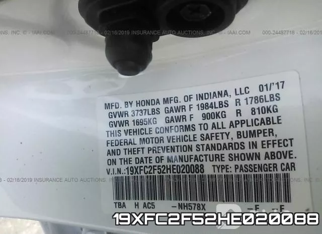 19XFC2F52HE020088 фото 10