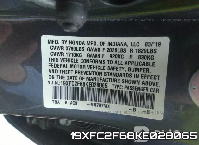 19XFC2F68KE028065 фото 10