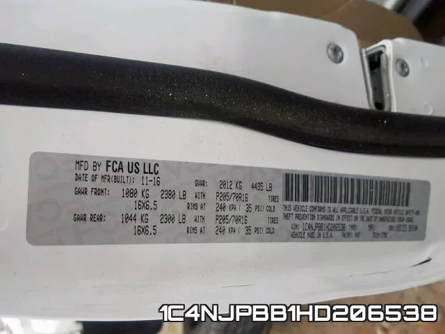 1C4NJPBB1HD206538 фото 2