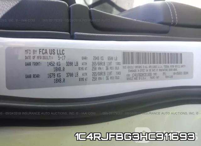 1C4RJFBG3HC911693 фото 10