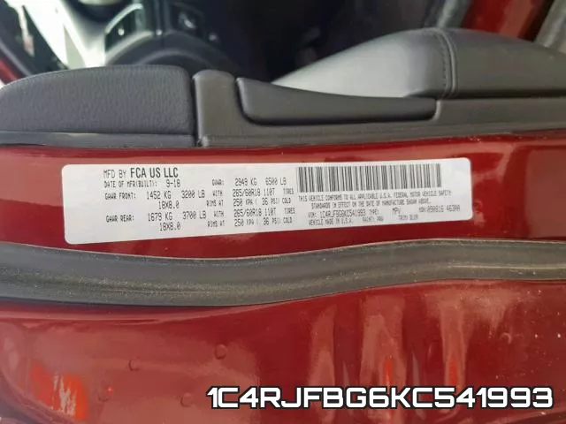1C4RJFBG6KC541993 фото 2
