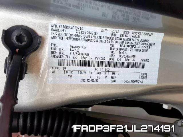 1FADP3F21JL274191 фото 2
