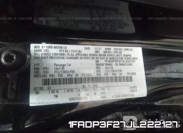 1FADP3F27JL222127 фото 10