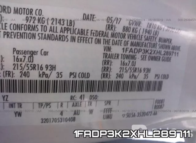 1FADP3K2XHL289711 фото 10
