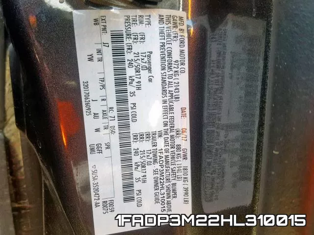 1FADP3M22HL310015 фото 2