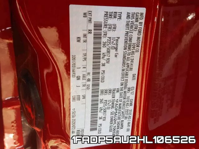 1FADP5AU2HL106526 фото 2
