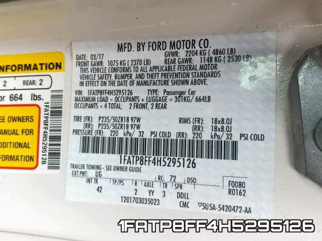 1FATP8FF4H5295126 фото 2