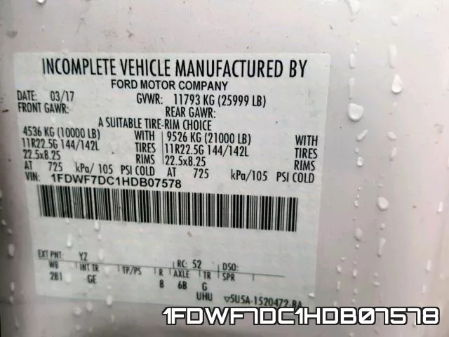 1FDWF7DC1HDB07578 фото 2