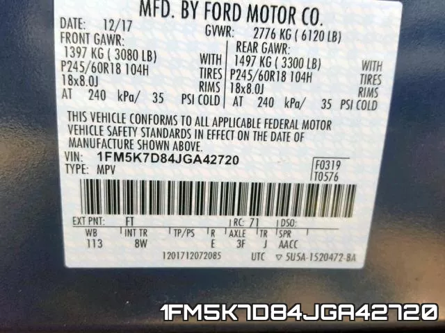 1FM5K7D84JGA42720 фото 2
