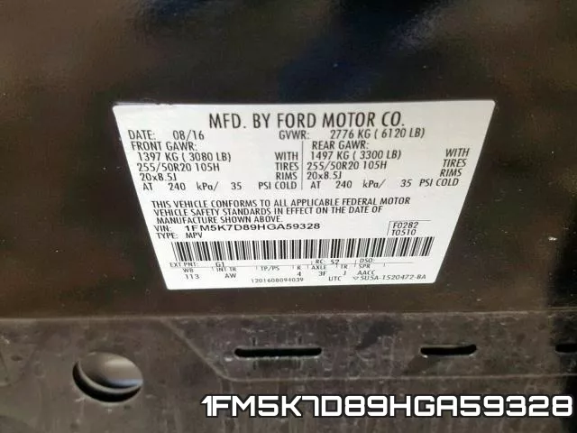 1FM5K7D89HGA59328 фото 2