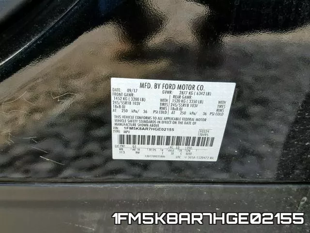 1FM5K8AR7HGE02155 фото 2