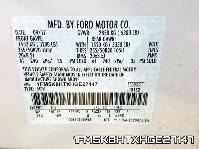 1FM5K8HTXHGE27147 фото 2