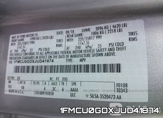 1FMCU0GDXJUD41874 фото 9