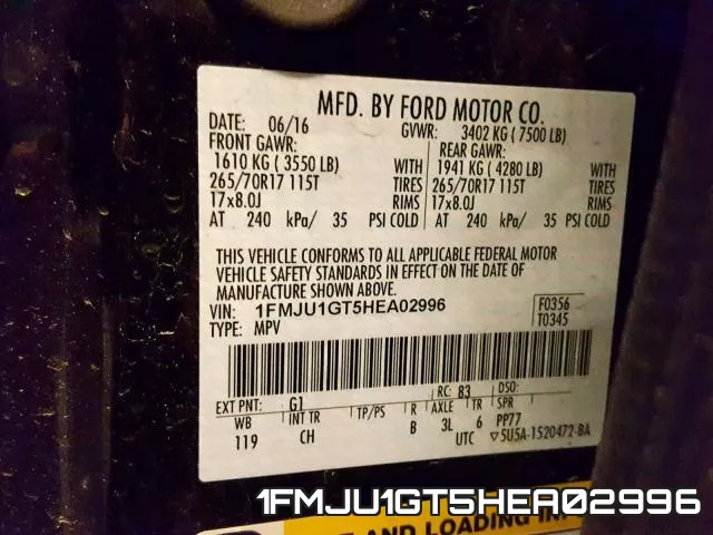 1FMJU1GT5HEA02996 фото 2