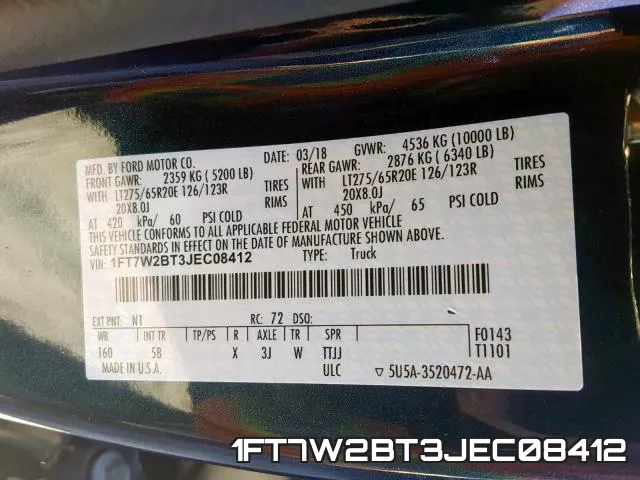 1FT7W2BT3JEC08412 фото 2