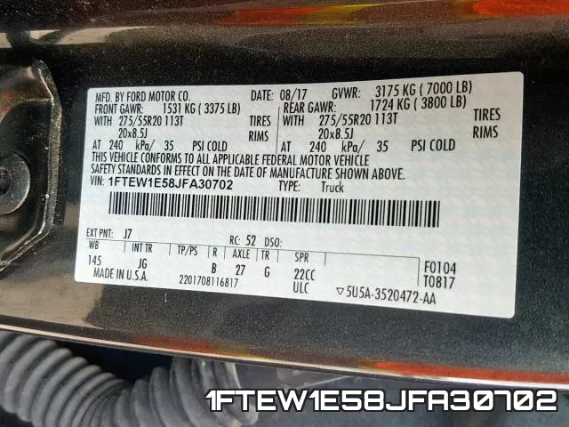 1FTEW1E58JFA30702 фото 2