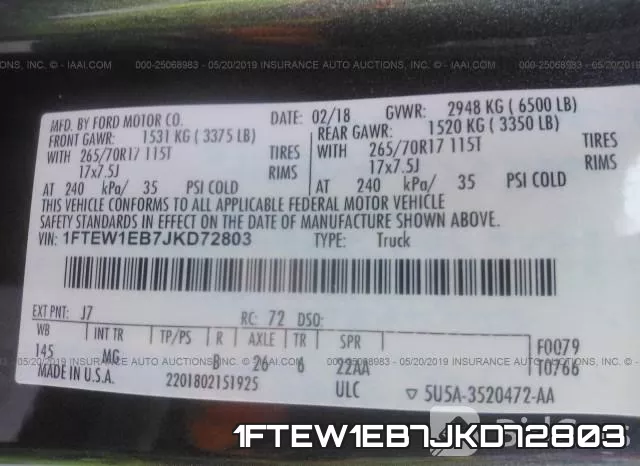 1FTEW1EB7JKD72803 фото 9
