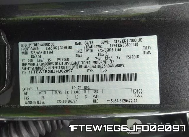 1FTEW1EG6JFD02097 фото 10