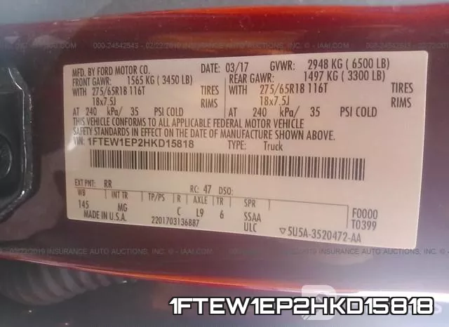 1FTEW1EP2HKD15818 фото 10