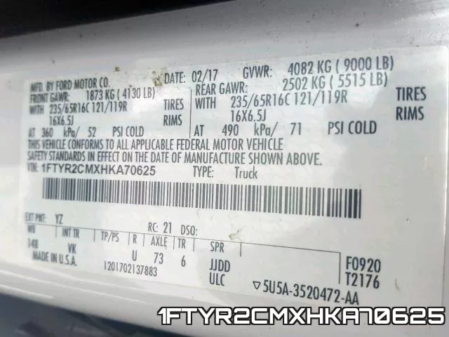 1FTYR2CMXHKA70625 фото 2