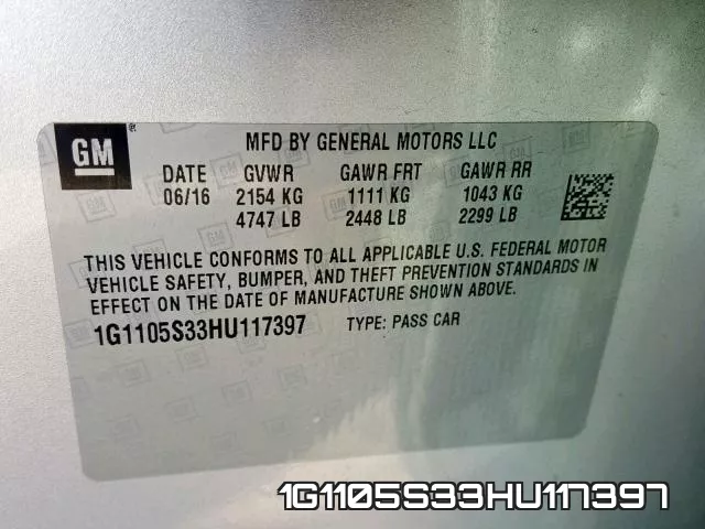 1G1105S33HU117397 фото 2